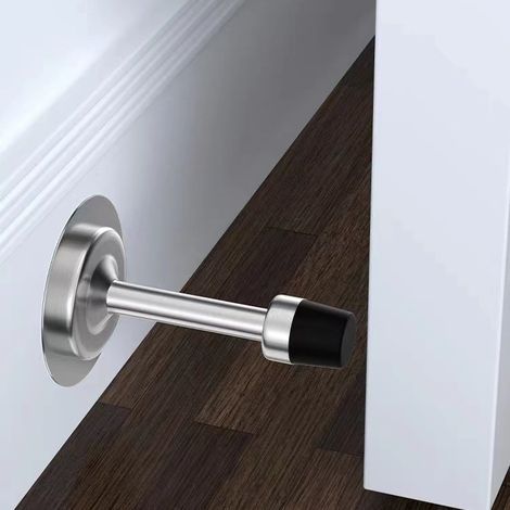 Türstopper – Ø 19 x 120 mm – Silber – Schwarzes Gummi – Wandmontage (2er-Pack) (1/5)