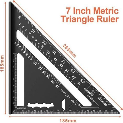 Equerre Menuisier - Aluminium - 45 Et 90 Degres - Haute Precision - 180 Mm - Charpente Et Menuiserie (1/5)