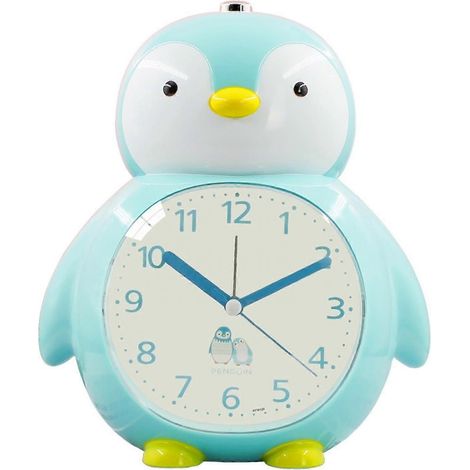 Réveil enfant pingouin mignon avec veilleuse et fonction snooze