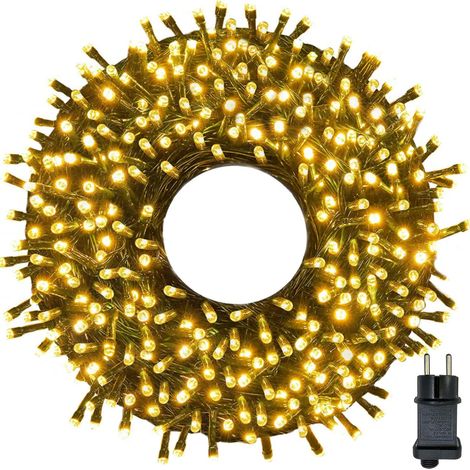 Guirlande Lumineuse Exterieure Intérieur 10m/100LEDs Guirlande Lumineuse Sapin en 8 Mode, Étanche IP44, Minuterie, Fonction Mémoire, Deco Noel Exterieur pour Chambre, Mariage, Fête, Blanc Chaud