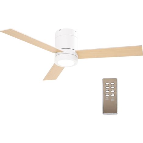 Ventilateur de plafond 2 en 1 avec lumière LED 3 vitesses silencieux - télécommande - diamètre 112 cm, naturel et blanc (1/5)