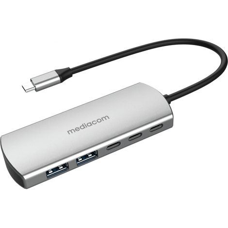 Mediacom MD-C324 hub di interfaccia USB 2.0 Type-C 5000 Mbit/s Alluminio
