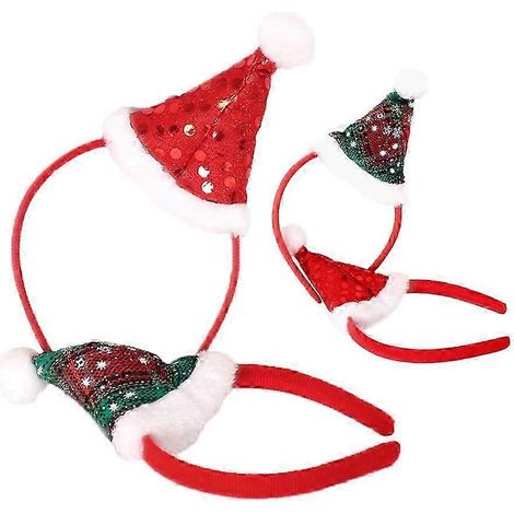 Bandeaux de Noël pour enfants, accessoires pour cheveux rennes et Père Noël, couleurs assorties, légers et confortables, lot de 2, parfaits comme cadeaux de Noël. (1/5)