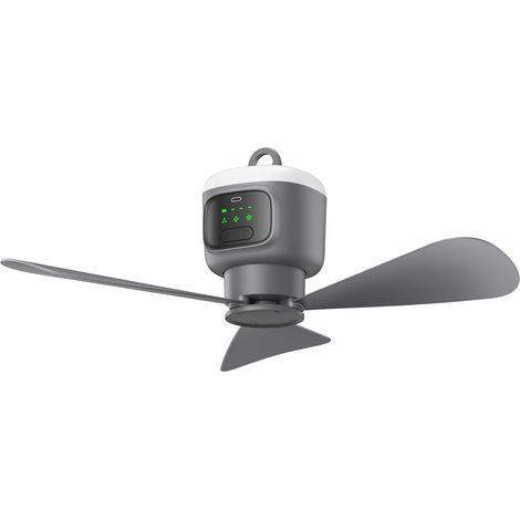 Ventilatore da esterno a baldacchino da 18 pollici - Ventilatore portatile da appendere con lampada da 12000 mAh - Telecomando e gancio per appenderlo - Adatto per gazebo, tenda, patio e campeggio (1/5)