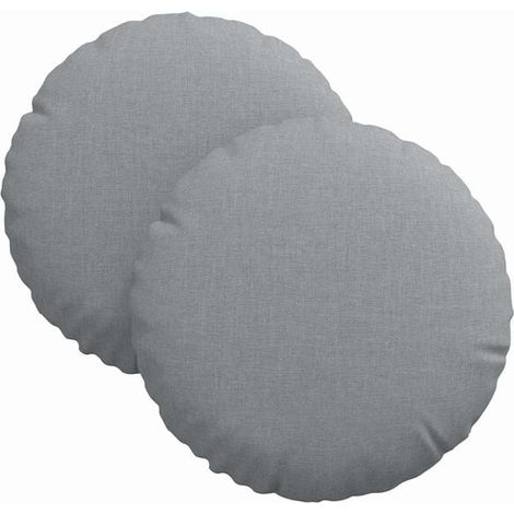 Coussins d'assise, 2 pièces, gris clair, 30 cm de diamètre, 13 cm de hauteur, en tissu. (1/5)
