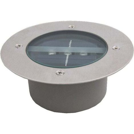 Luces solares para exterior, paquete de 4 focos solares de 3 LED para jardín, resistentes al agua IP65, luces decorativas para césped, para caminos, patios, jardines y entradas (redondas, blanco frío) (1/4)