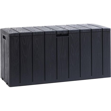Toomax Baule Multibox Bravo 270L, finitura effetto legno antracite in plastica resistente 117,5x45x56h cm, montaggio semplice, baule portattrezzi ideale per interni ed esterni