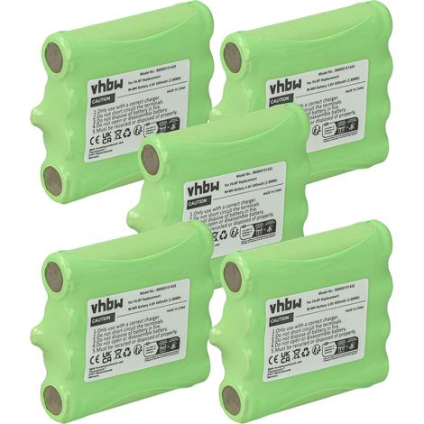 vhbw 5x Battery compatible with Cobra MicroTalk PR900, PR500, 300, 80, 85, 200, 115, 110, 100 Radio, Walkie-Talkie (600 mAh, 4.8 V, NiMH)