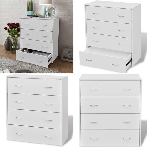 Kommode mit 4 Schubladen 60×30,5×71 cm Weiß - Kommode - Sideboard - Wohnraum - Schlafzimmer - Flurbereich - Home & Living (1/5)
