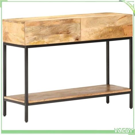Table console - Modèle 320922 - Bois de manguier massif - 100 x 35 x 76 cm - Piètement fer noir (1/5)