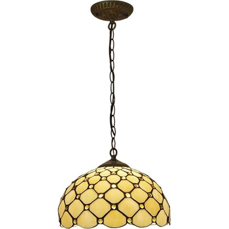 LEDANDER Lustre rétro européen rond de 30 cm, 9 W, orné de perles, lumière chaude, douille 220 V/E27, idéal pour les restaurants, les cafés et les salons. (1/5)