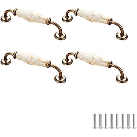 Set mit 4 Keramik-Möbelgriffen im Vintage-Stil mit floralem Muster, für Schranktüren, Schubladen, Kleiderschränke und Kleiderstangen, 128 mm (1/5)