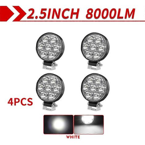 Phare de travail LED CO LIGHT, phare antibrouillard avant LED pour voiture, 12 V/24 V, pour camion, SUV, 4x4, 4WD, engins de chantier, phare rond LED tout-terrain 5D, lot de 4 (0,297) (1/5)