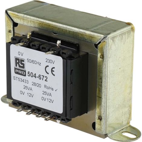 Transformateur à montage sur châssis, Vin 230V c.a., Vout 12V c.a., 2 sorties, 50VA ( Prix pour 1 )