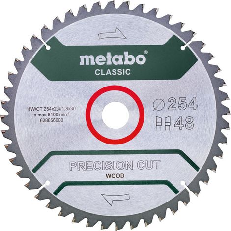 Metabo Sägeblatt precision cut wood - classic, 254x30 Z48 WZ 5°neg /B (1/2)