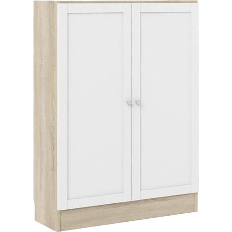 Dmora - Scarpiera Ambre, Mobile portascarpe, Armadio da ingresso multiuso, Mobiletto per calzature, 79x28 h107 cm, Quercia e Bianco