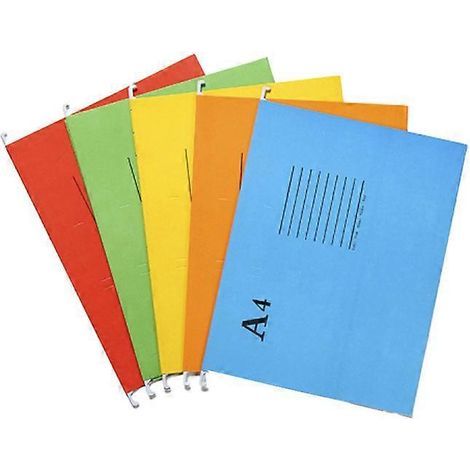 Lot de 5 pochettes suspendues format A4, porte-documents, cadre résistant à l'usure, organisateur de documents, fournitures de bureau (couleurs assorties) (1/2)
