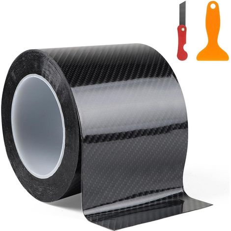 Carbon Folie Schwarz Glänzend 10cm x 10m Lackschutzfolie für Auto, Möbel, Fahrrad (1/5)
