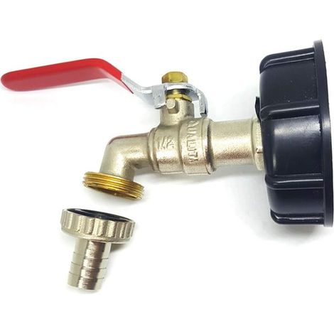 UlisemRobinet de réservoir 1 000 l, adaptateur de réservoir de vidange IBC S60X6, vanne de sortie de robinet 1/2 pouce, robinet en laiton pour IBC 1 (1/4)
