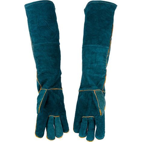 Gants de manutention anti-morsure 60 cm – Cuir de vachette épais – Doublure coton pour confort – Protection vétérinaire et animalerie (1/5)