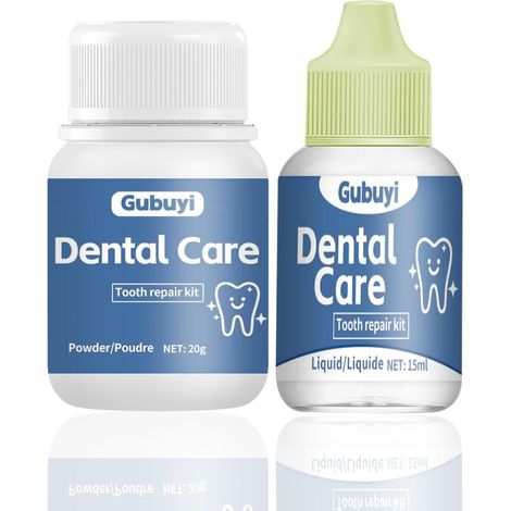 Colle Pour Couronne Dentaire, Pansement Dentaire Ciment Dentaire Semi-permanent, Séchage Rapide, Facile à Appliquer, Kit Réparation Dentaire (1/5)