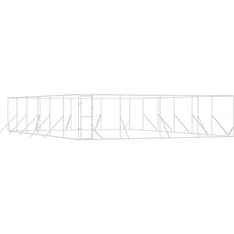 Chenil d'extérieur pour chiens argenté 8x12x2 m acier galvanisé