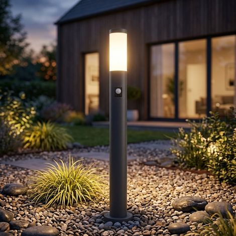 V-TAC Piantana LED da Giardino 80cm in acciaio inox con portalampada E27 + Sensore di movimento IP44 Colore Grigio - 8966