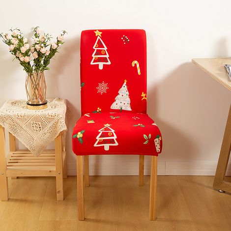 6 pièces housses de chaise de salle à manger extensibles amovibles lavables housse de protection décoration de noël pour chambre cuisine A5 rouge (1/5)