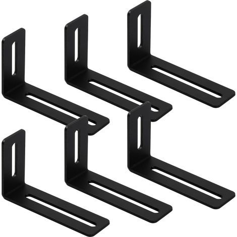 6 Pièces Equerre Metal de Fixation, Support d'angle Réglable 2 Fentes, Connecteur d'angle en Métal à 90 Degrés, Support de Coin Forme L, Equerre Fixation, Equerre Metal Noir Fixation de (1/5)