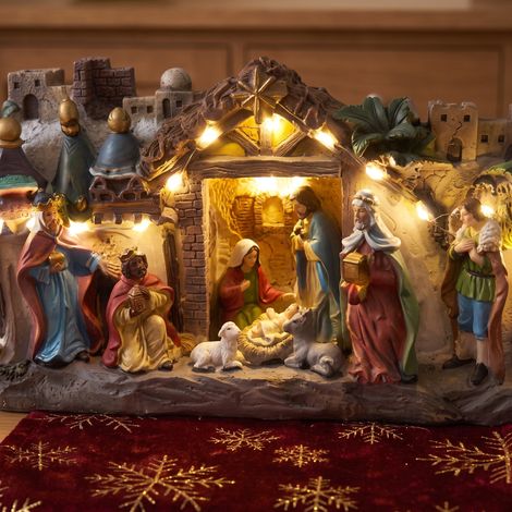 Figura Portal de Belén Iluminado LED con los 3 Reyes Magos