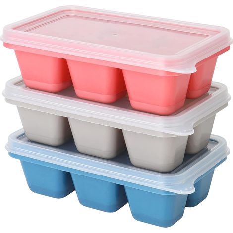 3 Bacs à glaçons,Silicone,18 compartiments,Couvercle amovible,Sans BPA,Whisky Cocktails (1/5)