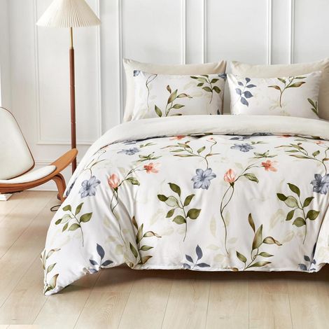 Literie 4 pièces 135x200 cm avec motif feuille d'automne, microfibre, fermeture éclair