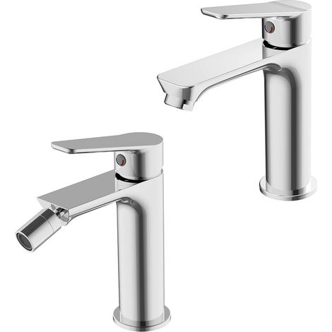Set rubinetti lavabo e bidet in ottone cromo con piletta click clack linea Vegas (1/5)