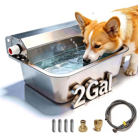 Automatic Dog Water Dispenser - 1.5 gal/5.7 l - Indoor/Outdoor - Stainless Steel - Cattle, Pet, Chicken (1/5)
