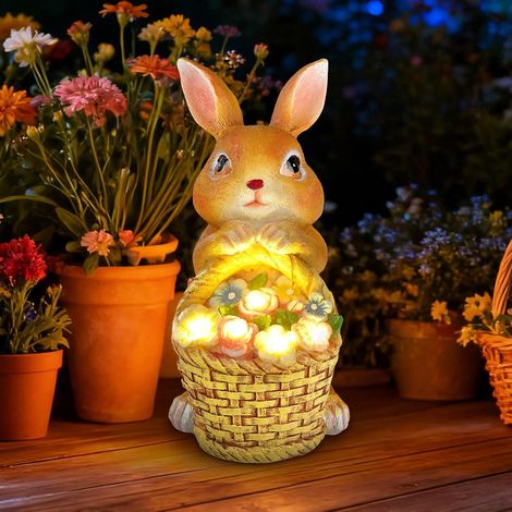 JSSEVN Solarbetriebene Hasenfigur für den Garten, Tierfigur mit Solarlicht, Hasendekoration für den Hof (1/5)