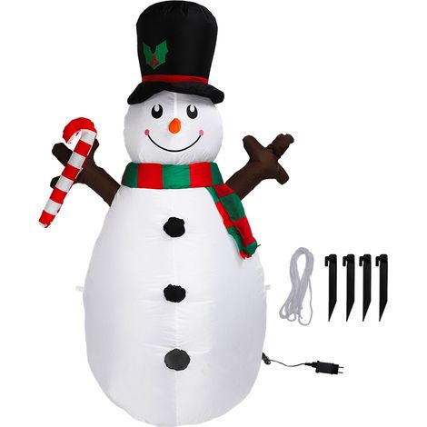Bonhomme de neige gonflable de 1,6 m avec effets lumineux, décoration extérieure gonflable 220-240 V pour jardin et pelouse. (1/5)