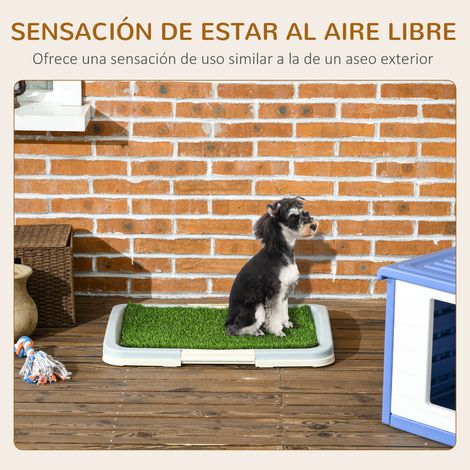 Bac à litière pour chien avec gazon artificiel. grille et plateau pour l'apprentissage de la propreté chez le chiot. 63 x 48.5 x 6 cm. multicolore (1/5)
