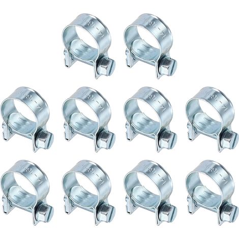 10pcs Collier De Serrage Pour Injection De Carburant 14-16mm Ajustable En Acier Zingué Mini Collier Pour Tuyau De Gaz Pour Automobile Agriculture Plomberie Diesel Essence Tuyau (1/5)