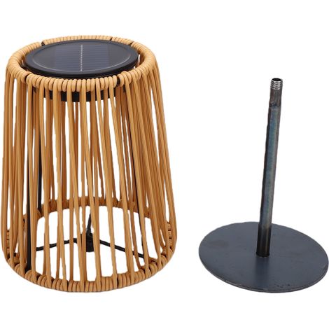Lampe de Table avec contrôle de la lumière chaude, étanche IP44, solaire, Rechargeable par USB, pour bureau, avec abat-jour en rotin, pour intérieur et extérieur (1/5)