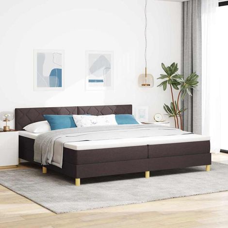 Boxspringbett mit Kissen Dunkelbraun 200 x 200 cm Stoff