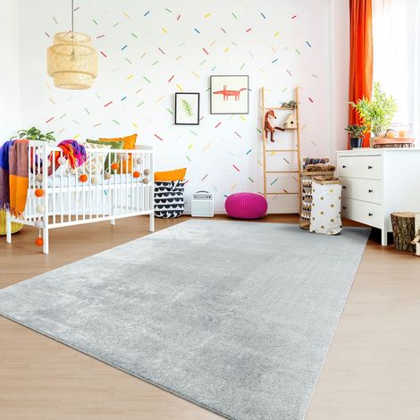 Tapis de salon à poils courts, uni, design moderne, lavable 150 cm x 150 cm x 14 mm, grau, Carré