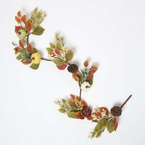 HOMESCAPES Artificial Colourful Pumpkin Autumn Garland, 150 cm (1/4)
