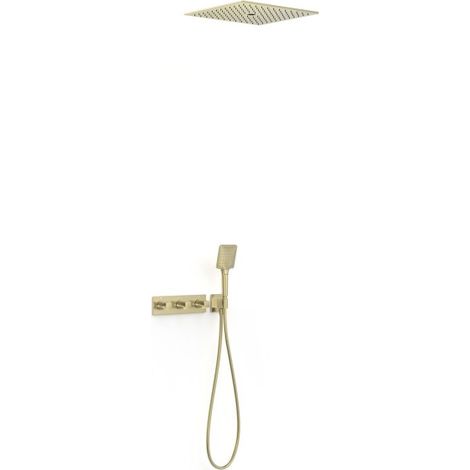 Kit robinet thermostatique encastré 3 voies pour douche B-system Cava doré - TRES 30725306CA