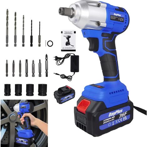Cordless Electric Impact Wrench Rattle Nut Gun 420Nm 2x Li-ion Battery 1/2'' Driver (1/5)