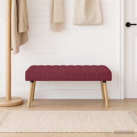 vidaXL Panchina trapuntata a canale Rosso Vino 110 x 40 x 46 cm