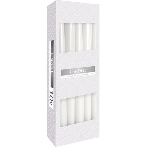Bougies pastel, 10 pièces, blanches (1/2)