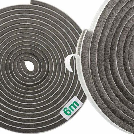 Bande auto-adhésive de brosse de joint de porte et de fenêtre de 6 m, bruit coupe-vent et antipoussière, 9 9 (1/5)