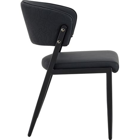 Set 2 sedie da pranzo moderne in PU nero con struttura in metallo (1/5)