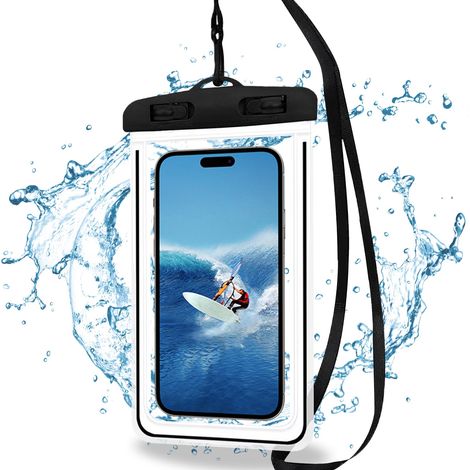 Custodia impermeabile da 5 pezzi per telefoni, protezione subacquea per schermi fino a 6,8 pollici, compatibile con iPhone (nero) (1/5)