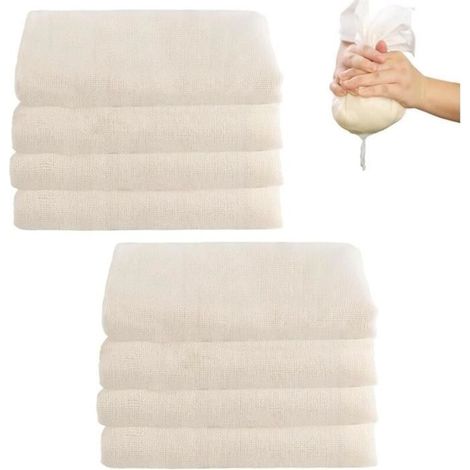 Cheese Cloth, 8-Piece Filter Cloth Set, Fine Mesh Cloths, Versatile Kitchen Utensils, Cotton, Cotton Filter Cloths (1/4)